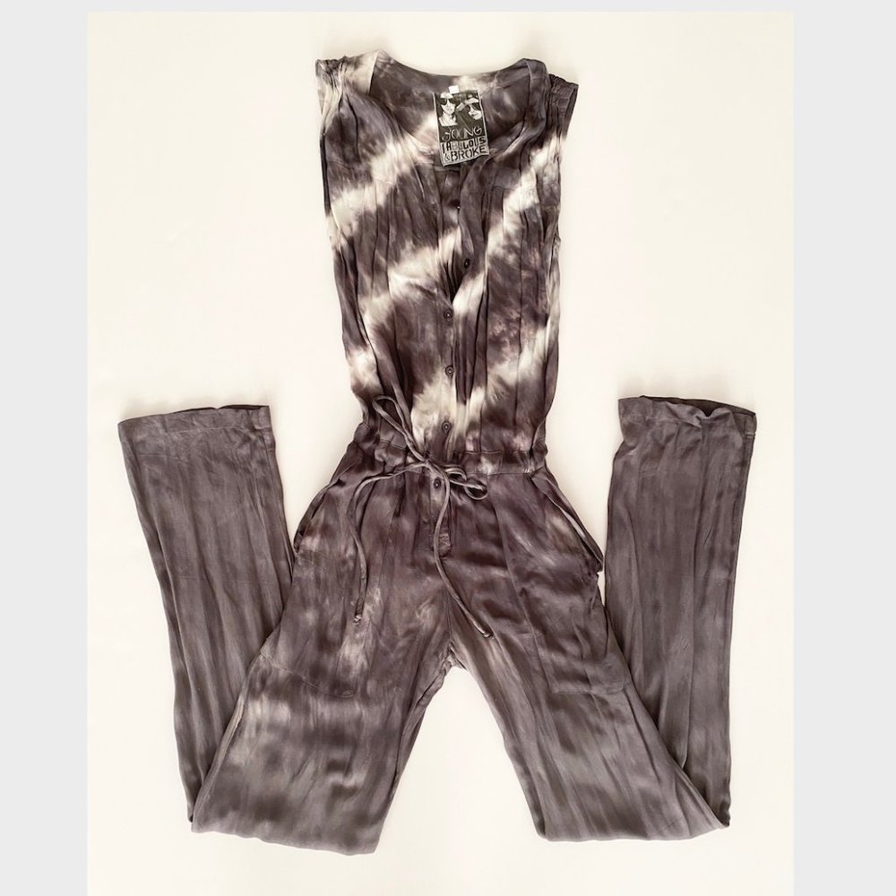 Tie Dye Charcoal Sleeveless Jumpsuit